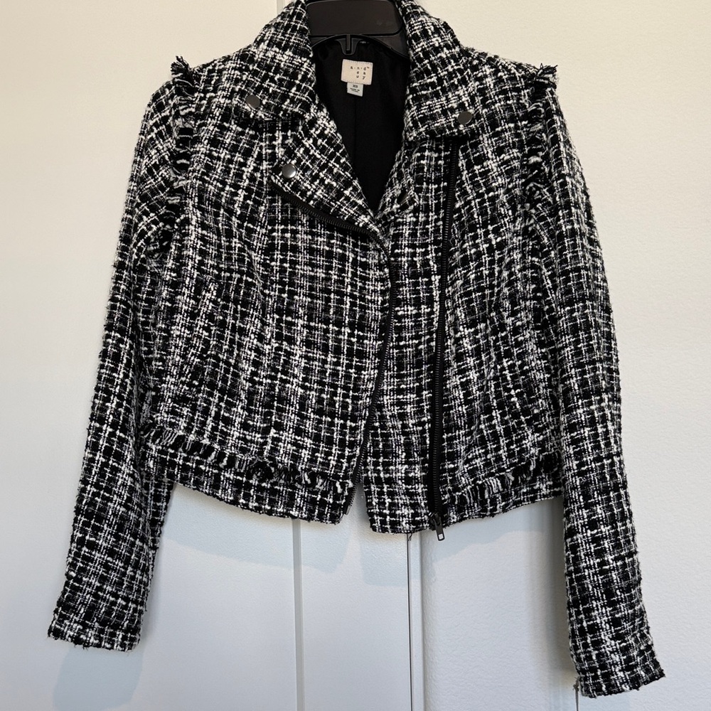 NWT A New Day Black and White Tweed Moto Jacket